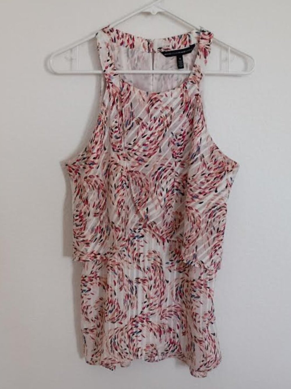 WHITE HOUSE BLACK MARKET WOMEN'S TOP SLEEVELESS HALTER NECK LAYERS LINED SIZE 12